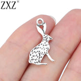 30pcs Rabbit Charms Pendants for Necklace Bracelet Making 26x13mm