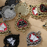 10pcs Enamel Butterfly Heart Charms Pendant DIY Jewelry Making Accessories
