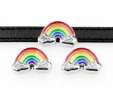 20PCS/lot 8MM Rainbow Slide Charms for DIY Leather Wristband Keychains