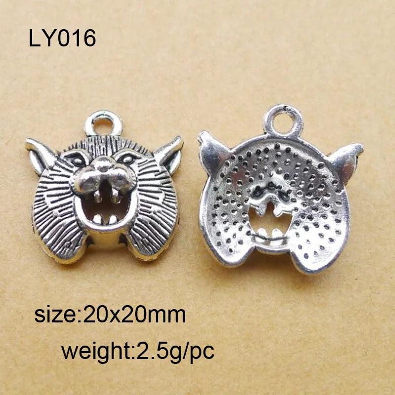 25pcs Alloy Leopard Head Charms Pendants Silver for DIY Jewelry Making