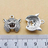 25pcs Alloy Leopard Head Charms Pendants Silver for DIY Jewelry Making