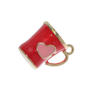 10pcs Colorful Enamel Heart Cup Charms 14x14MM DIY Jewelry Making Accessories