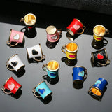 10pcs Colorful Enamel Heart Cup Charms 14x14MM DIY Jewelry Making Accessories