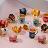 10pcs Colorful Enamel Heart Cup Charms 14x14MM DIY Jewelry Making Accessories