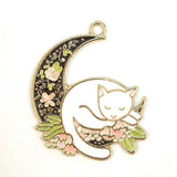 10pcs Enamel Moon Cat Alloy Charms DIY Jewelry Making