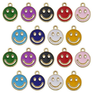 45pcs Mixed Enamel Alloy Smile Face Charms Pendants for DIY Jewelry Making