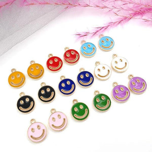 45pcs Mixed Enamel Alloy Smile Face Charms Pendants for DIY Jewelry Making