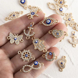20pcs/lot Multi-style Rhinestones Crystal Eyes Charms Pendant for DIY Jewelry
