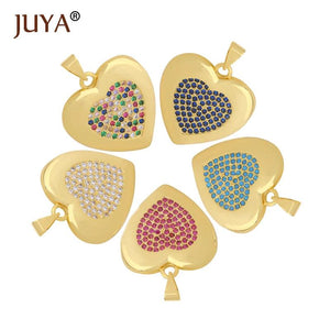 Heart Shape CZ Charms Pendants for Jewelry Making DIY
