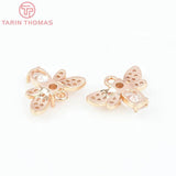 6PCS 17x13MM 24K Brass Bee Charms Pendants with Zircon DIY Jewelry Making