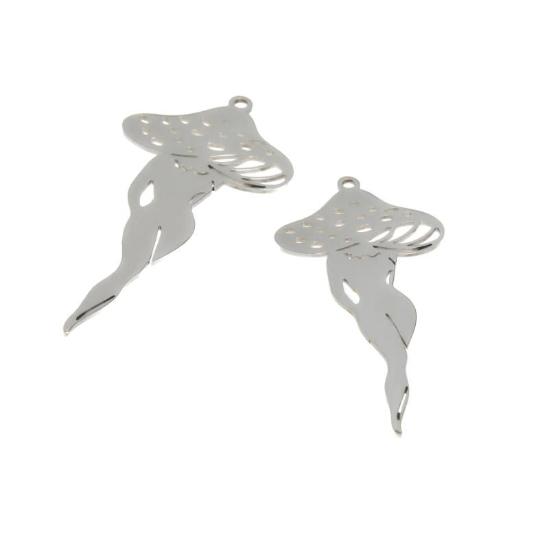 5pcs Mushroom Lady Earrings Stainless Steel Pendant DIY Jewelry