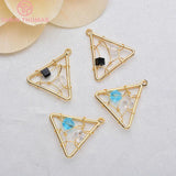 4PCS 18MM 24K Plated Brass Triangle Beads Charms Pendants DIY Jewelry Findings