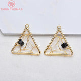 4PCS 18MM 24K Plated Brass Triangle Beads Charms Pendants DIY Jewelry Findings