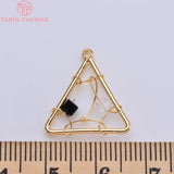 4PCS 18MM 24K Plated Brass Triangle Beads Charms Pendants DIY Jewelry Findings