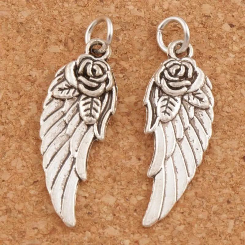 Angel Wing Rose Spacer Charm Beads 20pcs