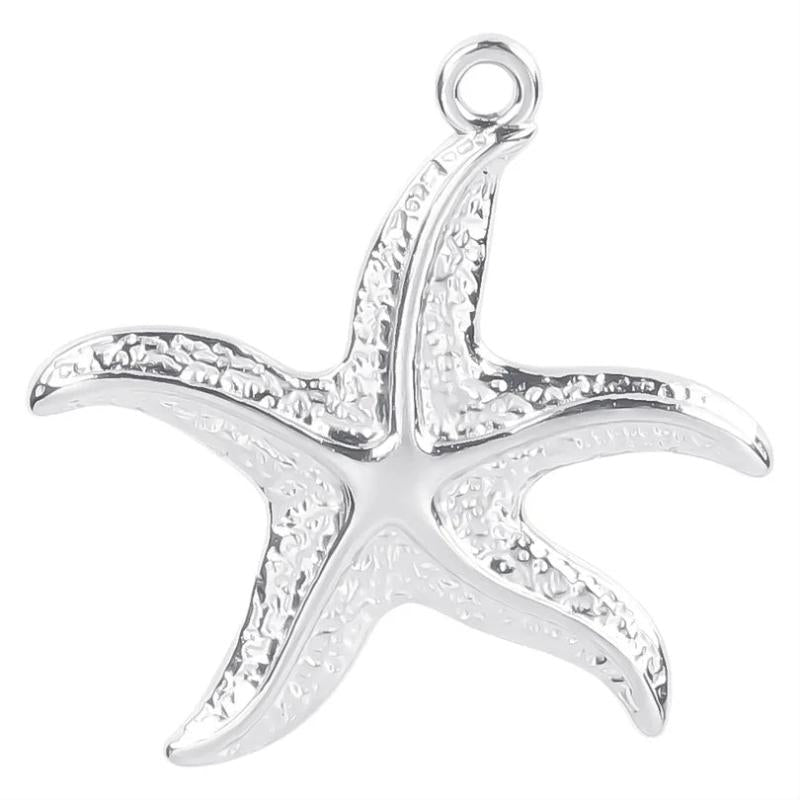 4Pcs Stainless Steel Starfish Charms for Jewelry Making DIY Craft