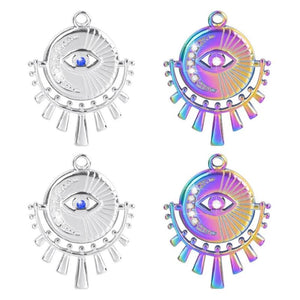 3Pcs Stainless Steel Sun Moon Devil Eye Charms for Jewelry Making