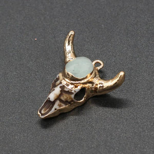 2 PCS Ox Head Shape Stone Pendant for DIY Jewelry Making