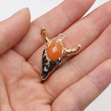 2 PCS Ox Head Shape Stone Pendant for DIY Jewelry Making