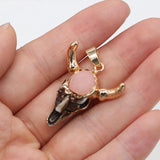 2 PCS Ox Head Shape Stone Pendant for DIY Jewelry Making