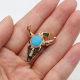 2 PCS Ox Head Shape Stone Pendant for DIY Jewelry Making