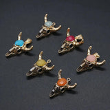 2 PCS Ox Head Shape Stone Pendant for DIY Jewelry Making