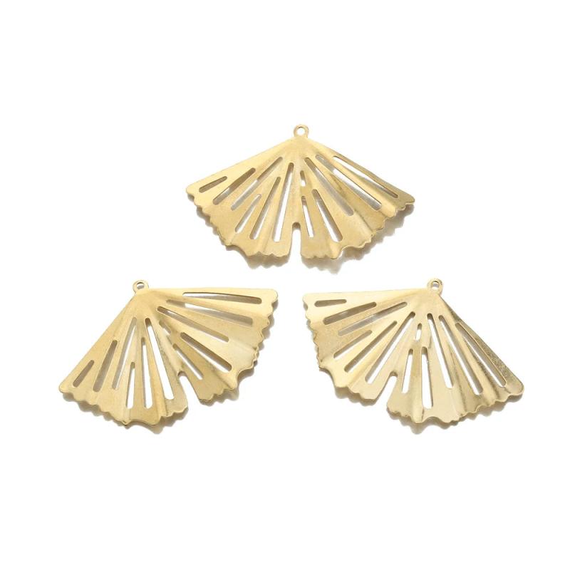 10Pcs Brass Ginkgo Biloba Leaf Pendant Charms for DIY Jewelry