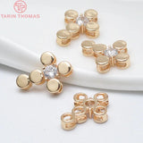 6PCS 16x12MM Cross Charms Pendants 24K Champagne Plated