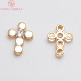 6PCS 16x12MM Cross Charms Pendants 24K Champagne Plated