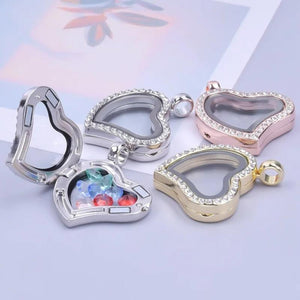 Glass Heart Photo Frame Charms for Jewelry Making DIY