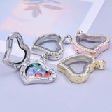 Glass Heart Photo Frame Charms for Jewelry Making DIY