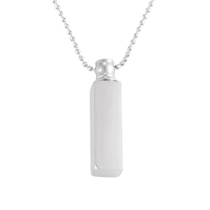 Vertical Bar Urn Necklace Cremation Jewelry Stainless Steel Keepsake Pendant
