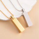 Vertical Bar Urn Necklace Cremation Jewelry Stainless Steel Keepsake Pendant