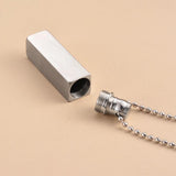 Vertical Bar Urn Necklace Cremation Jewelry Stainless Steel Keepsake Pendant