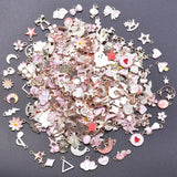 50Pcs Random Charms Pack Heart Wing Butterfly Cat Moon Star Breloque Animal Flow