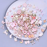 50Pcs Random Charms Pack Heart Wing Butterfly Cat Moon Star Breloque Animal Flow