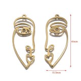 Raw Brass Hollow Face Hand Charms for Earrings DIY Craft