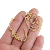 Raw Brass Hollow Face Hand Charms for Earrings DIY Craft