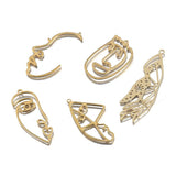 Raw Brass Hollow Face Hand Charms for Earrings DIY Craft