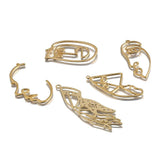 Raw Brass Hollow Face Hand Charms for Earrings DIY Craft