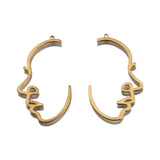 Raw Brass Hollow Face Hand Charms for Earrings DIY Craft