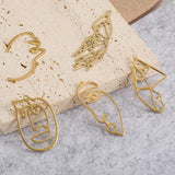 Raw Brass Hollow Face Hand Charms for Earrings DIY Craft