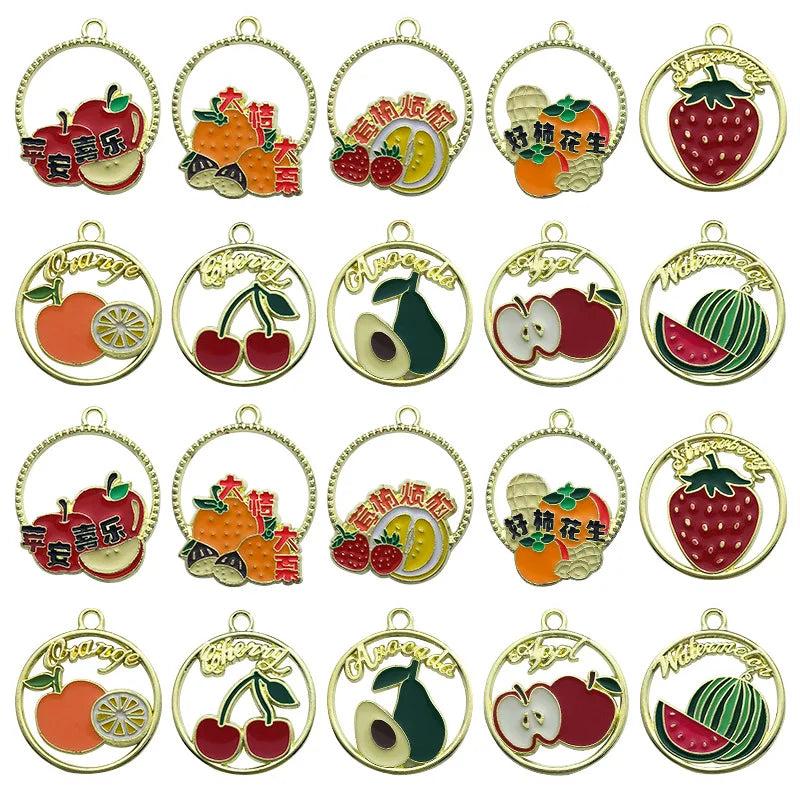 20pcs Enamel Fruit Charm for DIY Jewelry Making