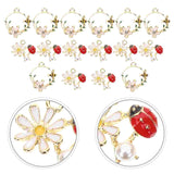 20 Ladybug DIY Pendant Keychain Charms Small Flowers