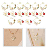20 Ladybug DIY Pendant Keychain Charms Small Flowers