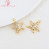 4PCS 14.5x15MM Hole 1MM Brass Starfish Charms Pendants