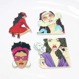 8Pcs Acrylic 2Sided Girl Charm Earring Bracelet KeyChain DIY Jewelry