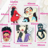 8Pcs Acrylic 2Sided Girl Charm Earring Bracelet KeyChain DIY Jewelry