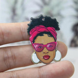 8Pcs Acrylic 2Sided Girl Charm Earring Bracelet KeyChain DIY Jewelry