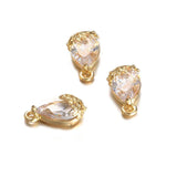 10Pcs Copper Water Drop Crystal Tear Charm Pendant Jewelry DIY Making